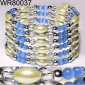 36inch Blue Cat's Eye Opal Magnetic Wrap Bracelet Necklace All in One Set